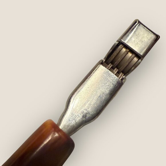 Vintage Brown Bakelite Utensil Set 1950s Tongs Knife Sharpener Fork - Picture 5 of 13